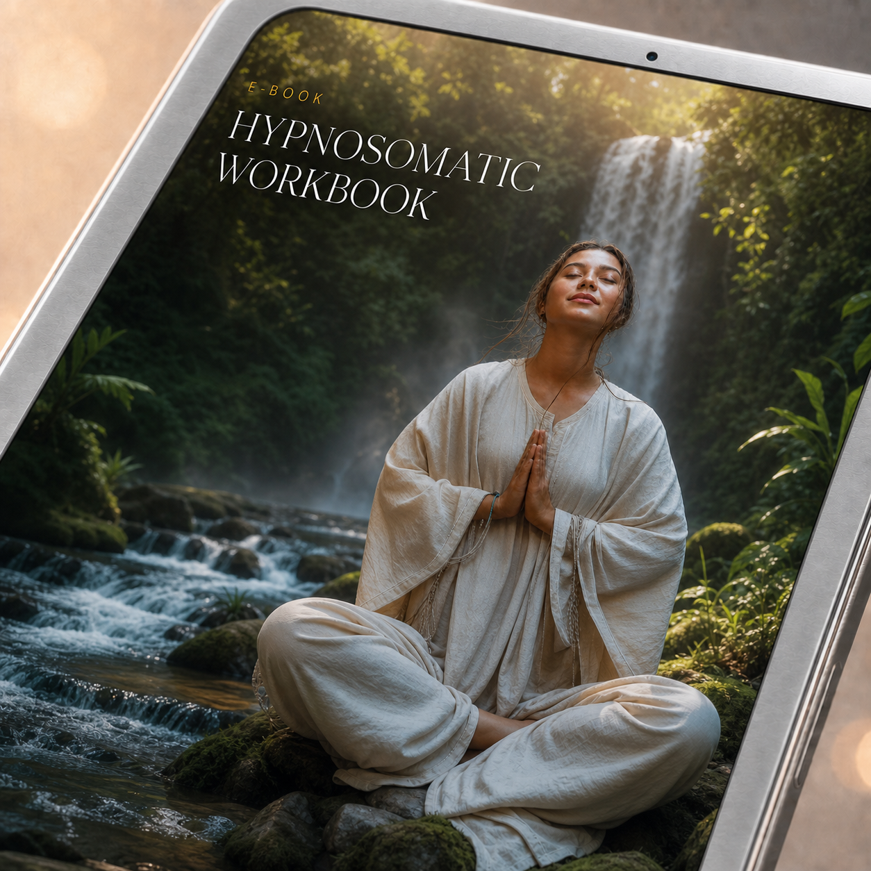 Hypnosomatic Workbook – E-Book auf silbernem Tablet im Originaldesign