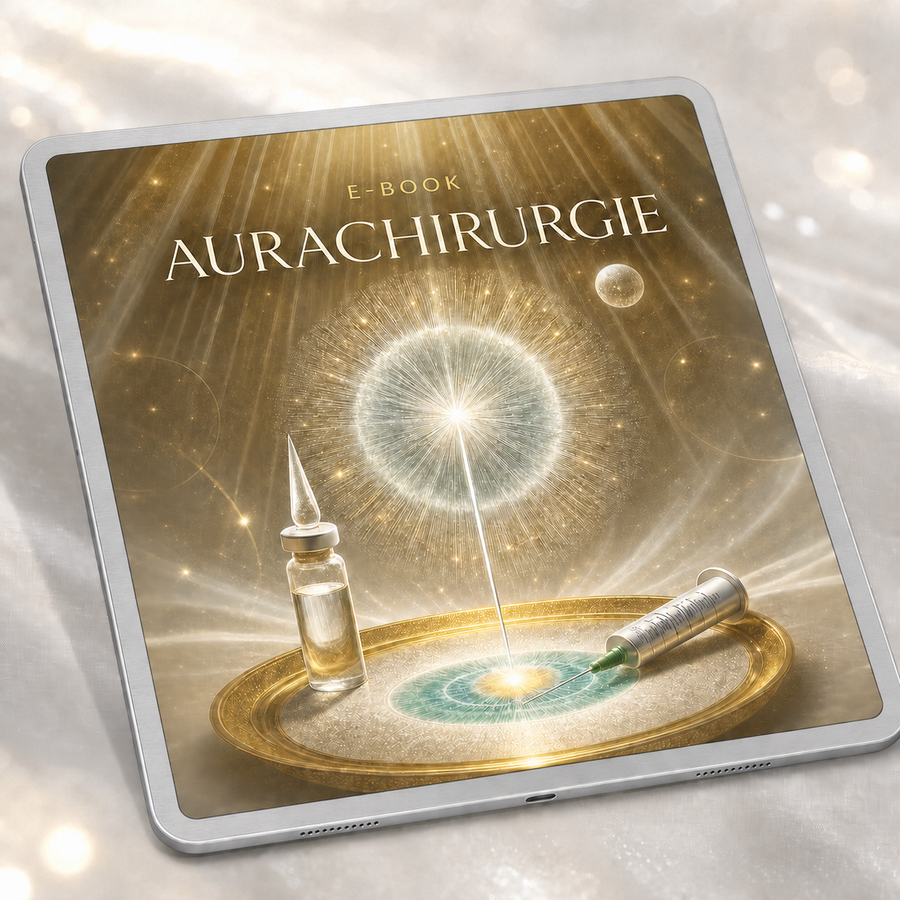 Aurachirurgie – E-Book auf silbernem Tablet im Originaldesign