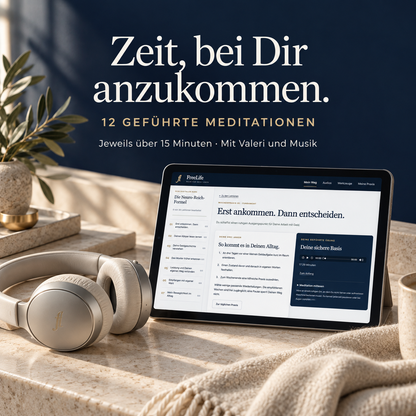 Zwölf geführte Meditationen mit Valeri und Musik, jeweils über 15 Minuten; Ansicht einer Meditation im Kurs.