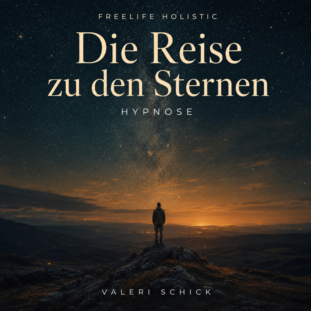 Die Reise zu den Sternen von Valeri Schick: neues Cover der Audio-Hypnose mit Arbeitsbuch.