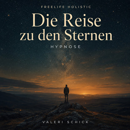 Die Reise zu den Sternen von Valeri Schick: neues Cover der Audio-Hypnose mit Arbeitsbuch.