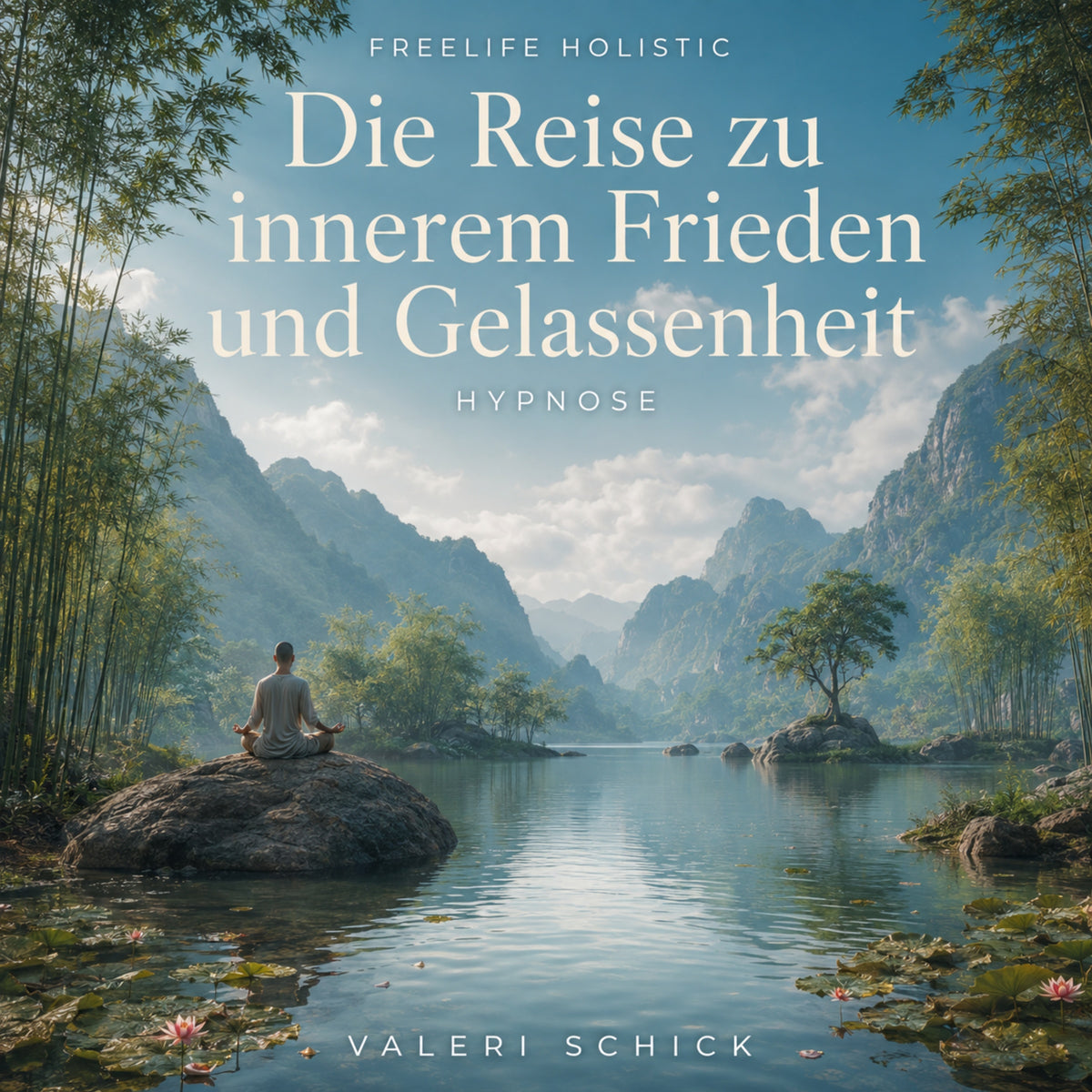Die Reise zu innerem Frieden und Gelassenheit von Valeri Schick: neues Cover der Audio-Hypnose mit Arbeitsbuch.