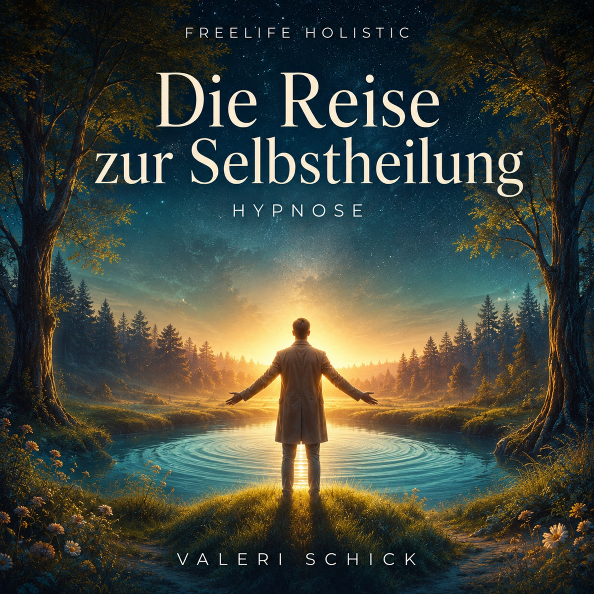 Die Reise zur Selbstheilung von Valeri Schick: neues Cover der Audio-Hypnose mit Arbeitsbuch.