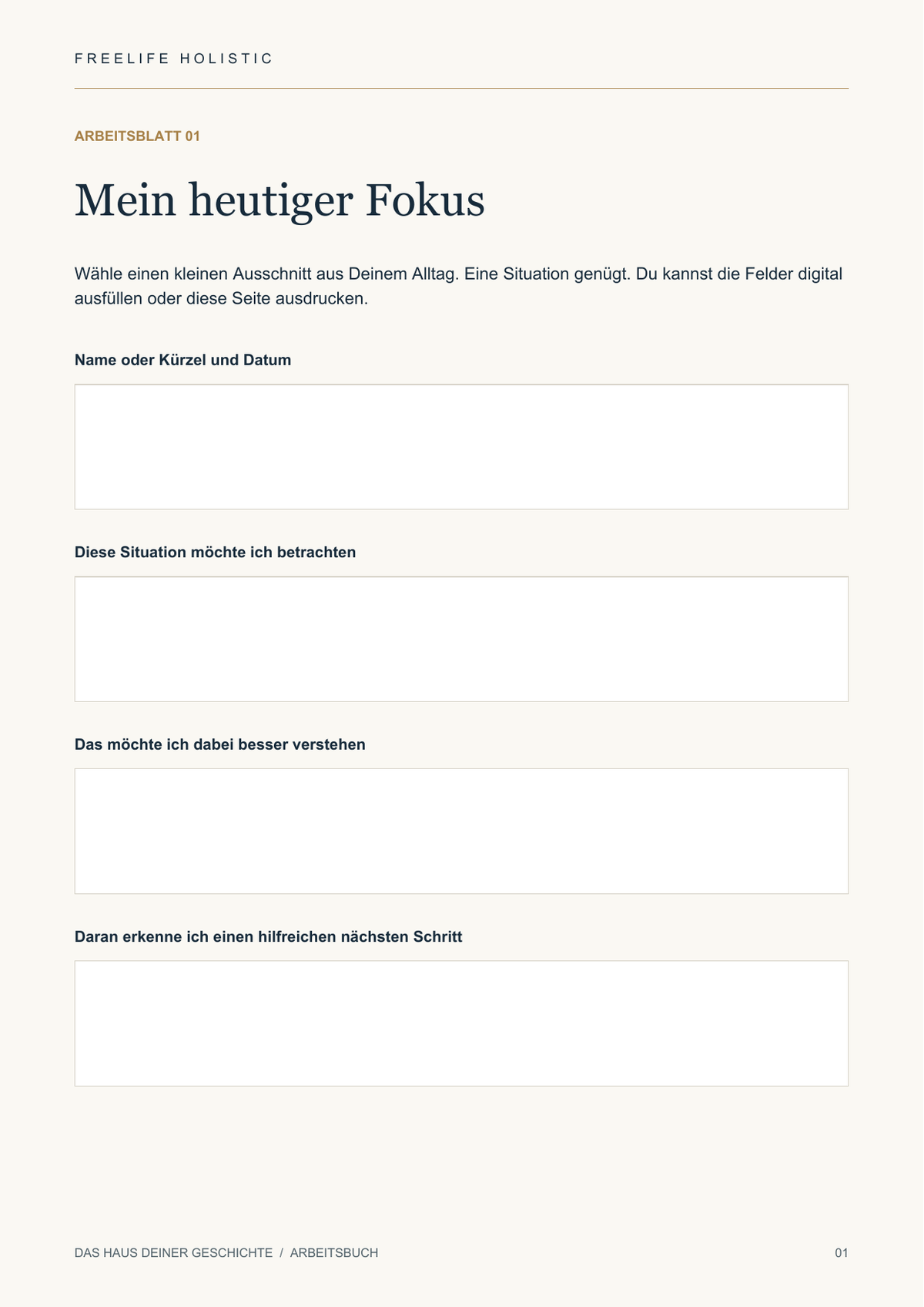Das Haus deiner Geschichte: Eine echte Seite aus dem ausfüllbaren Arbeitsbuch.