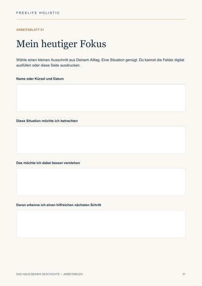 Das Haus deiner Geschichte: Eine echte Seite aus dem ausfüllbaren Arbeitsbuch.