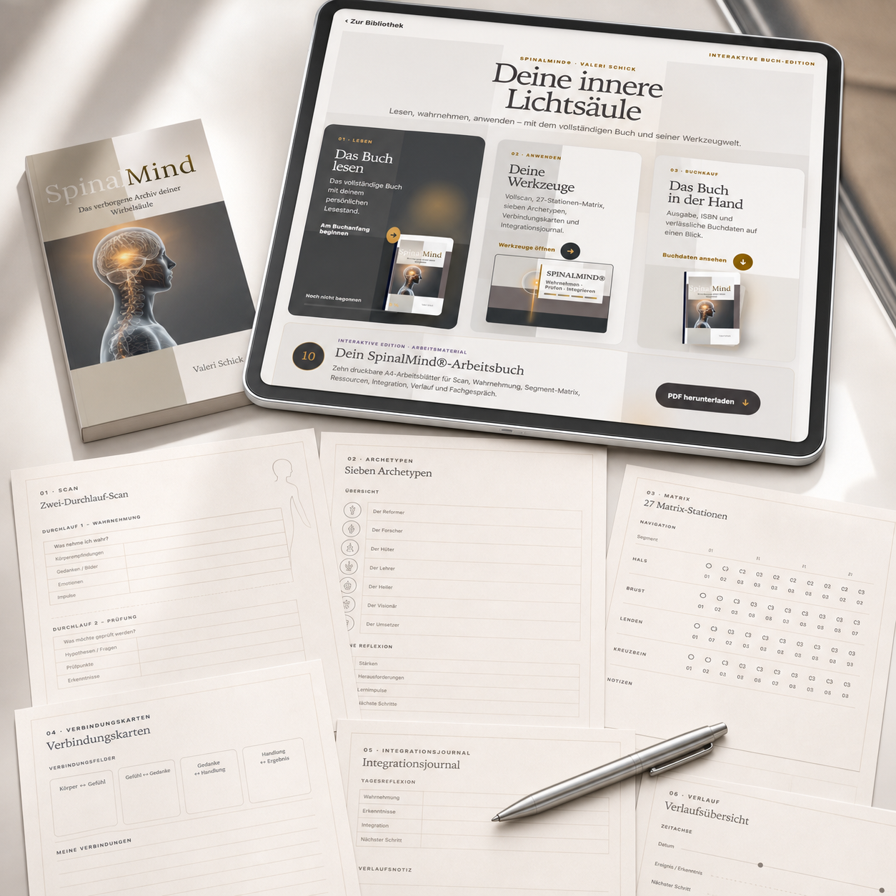 SpinalMind® – Interaktive Sonderedition – Einblick in Arbeitsmaterialien und persönliche Anwendung