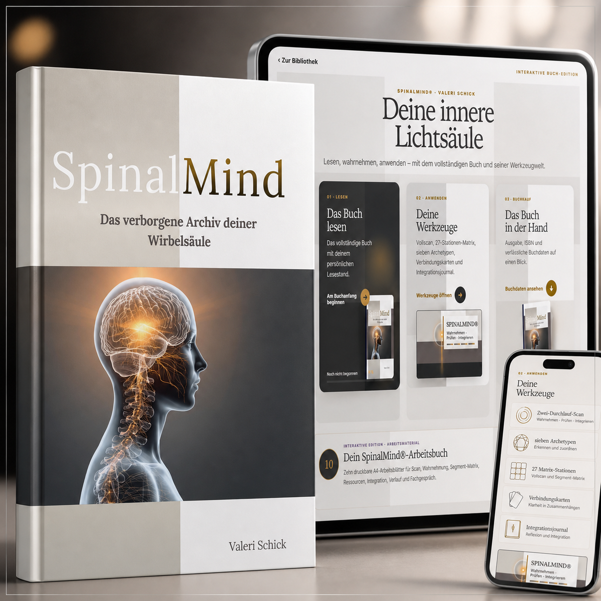 SpinalMind als gedrucktes Buch und interaktive Edition im Set