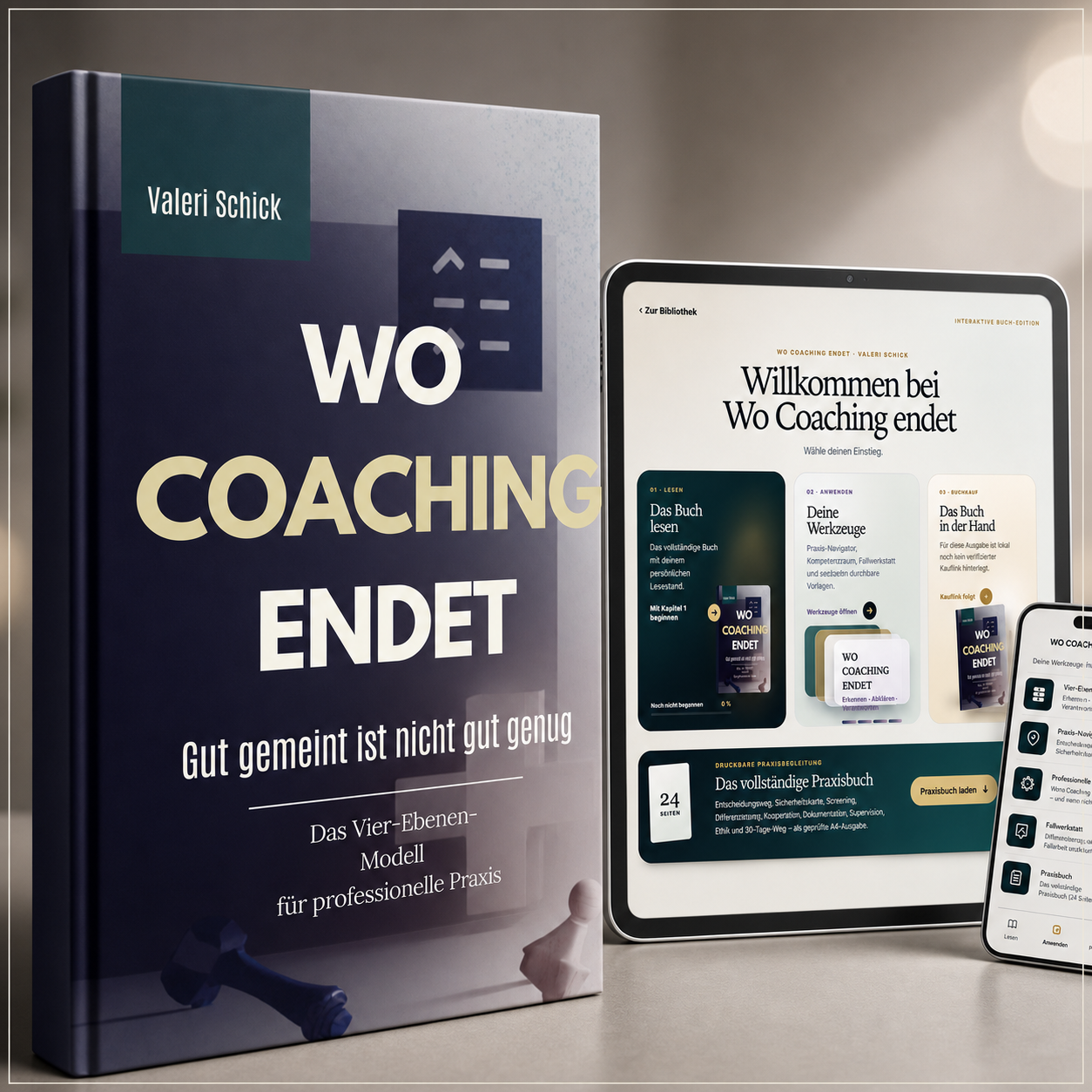 Wo Coaching endet – Interaktive Sonderedition mit Buchcover und digitaler Anwendung auf Tablet und Smartphone
